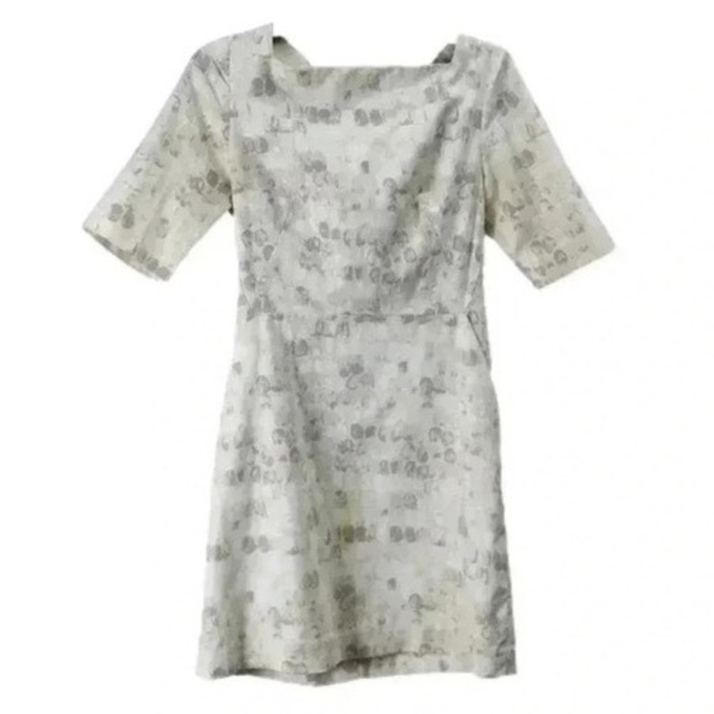 KATE SPADE‎ SATURDAY Watercolor Dot Sheath Dress Grey Boat Neck Size 2